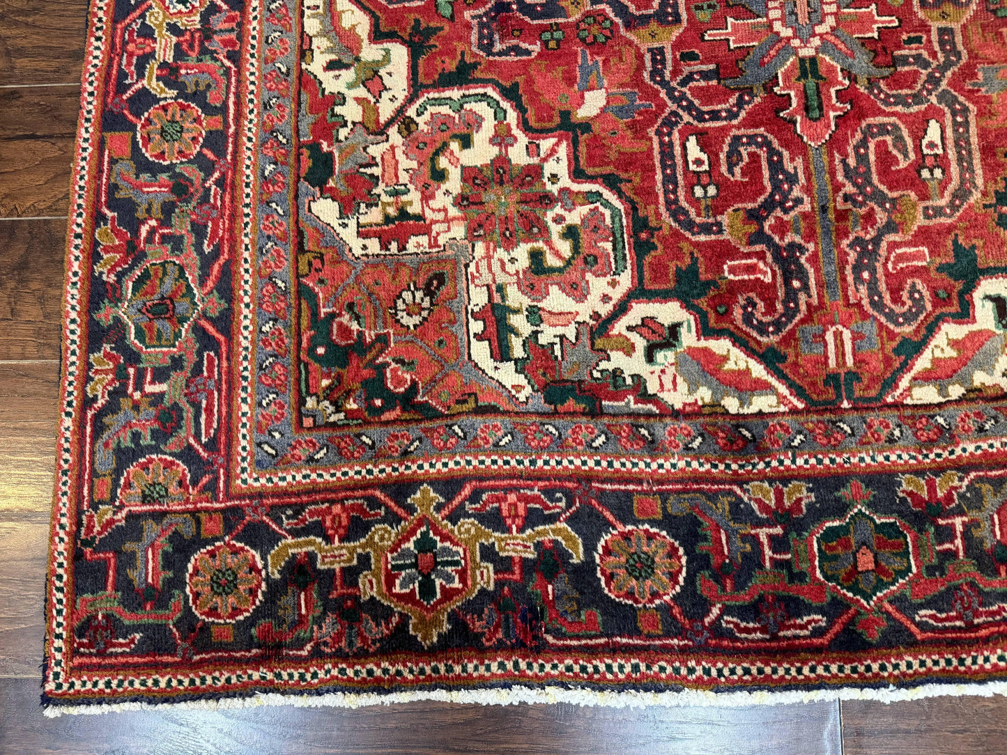 Persian Heriz Rug 6.6 x 9, Geometric Wool Persian Carpet
