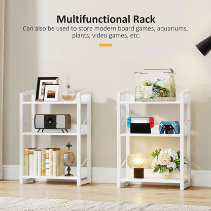 White 3 Tier Bookshelf for Small Space Living Room