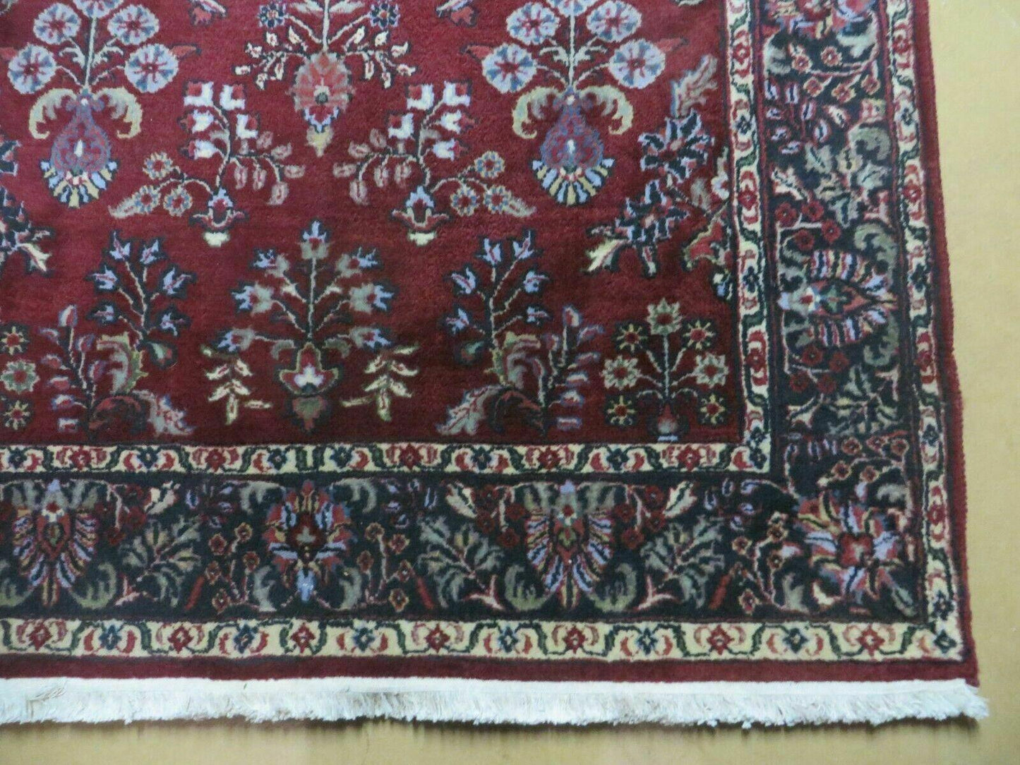 4' X 6' Vintage Handmade Fine India Jaipur Floral Oriental Wool Rug Red Nice