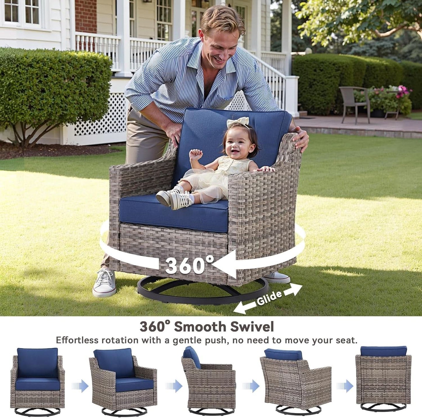 Outdoor Patio Furniture Set 5 Piece All Weather Wicker