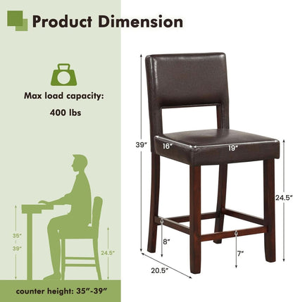 Bar Stool Set of 4 24.5 Inch Counter Height PVC Leather