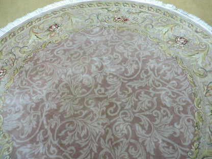 6' X 6' Round Handmade Fine Chinese Floral Oriental Silk Wool Rug Carpet Nice
