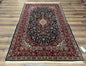 Dark Blue Persian Rug 5x8, Kork Wool Semi Antique Kashan Carpet, Very Fine Lachak Toranj Rug, Hand Knotted Floral Medallion Rug, 5 x 8 Oriental Rug