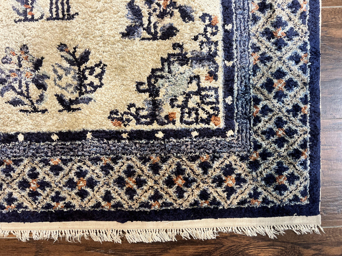 Silk Chinese Rug 3x5, Vintage Handmade Peking Carpet, Asian Oriental Art Deco Rug