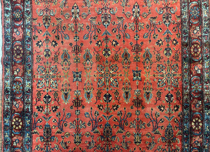 Antique Persian Tribal Rug 5 x 6.6, Tomato Red, Hamadan Angelas Rug