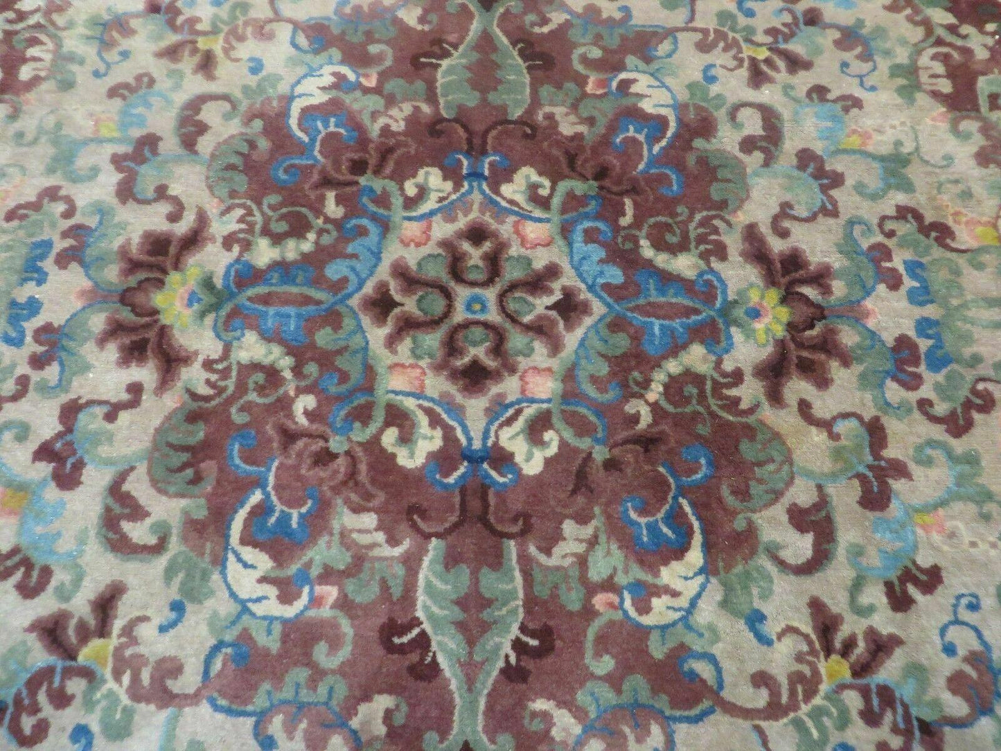 8' X 10' Vintage Handmade Chinese Art Deco Peking Nichols Wool Rug Flowers Nice