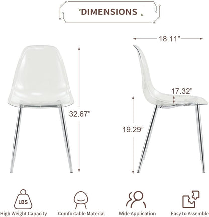 Clear Acrylic Dining Chairs Set Of 4 With Metal Legs