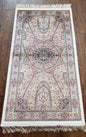 Beige & Cream Small Turkish Silk Rug, Bamboo Silk, Power-Loomed, Persian Design, High Quality, Soft Accent Rug, 3x5 ft, 2' 8" x 4' 11"