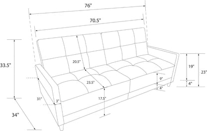 Contemporary Upholstered 76 Inch Grey Sleeper Sofa