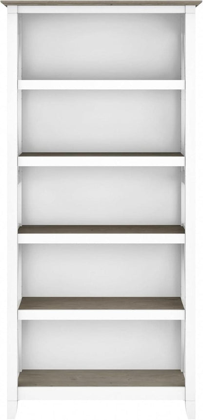Bush Furniture Key West 66 Inch Bookcase Shiplap Gray White