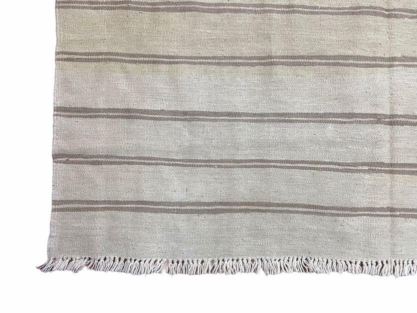 5x8 Turkish Kilim Rug, Flatweave Carpet, Striped Blanket, Southwestern Design, New, Gray, Wool, High Quality, Hand-Knotted