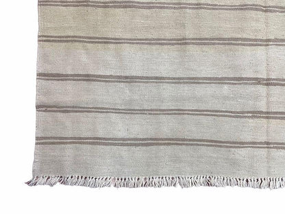 5x8 Turkish Kilim Rug, Flatweave Carpet, Striped Blanket, Southwestern Design, New, Gray, Wool, High Quality, Hand-Knotted