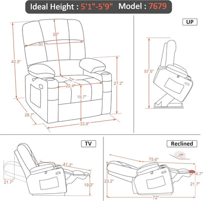 Dual Motor Power Lift Recliner Chair With Massage And Heat Beige Fabric Medium