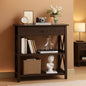 Rustic Bookshelf With Drawer Walnut Brown Industrial Wood And Metal