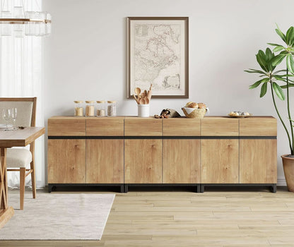 Oak 3 In 1 Modern Sideboard With Adjustable Shelf Unit