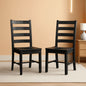Black Dining Chairs Set Of 2 With Solid Wood Legs And Footrest