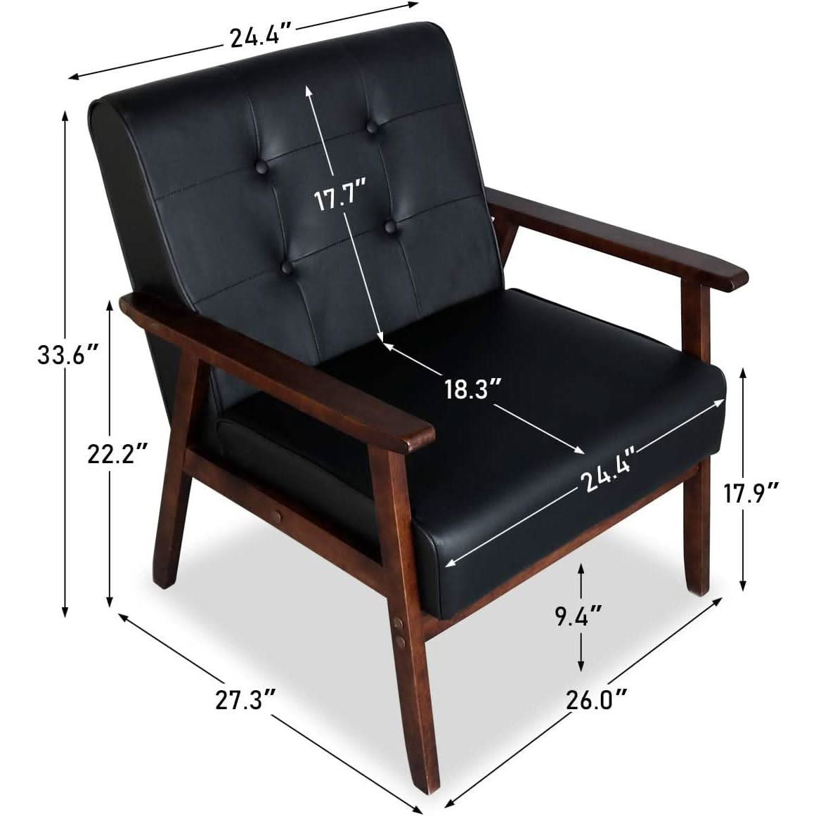 Mid Century 3 Piece Sofa And Chair Set With Black Wood Arms