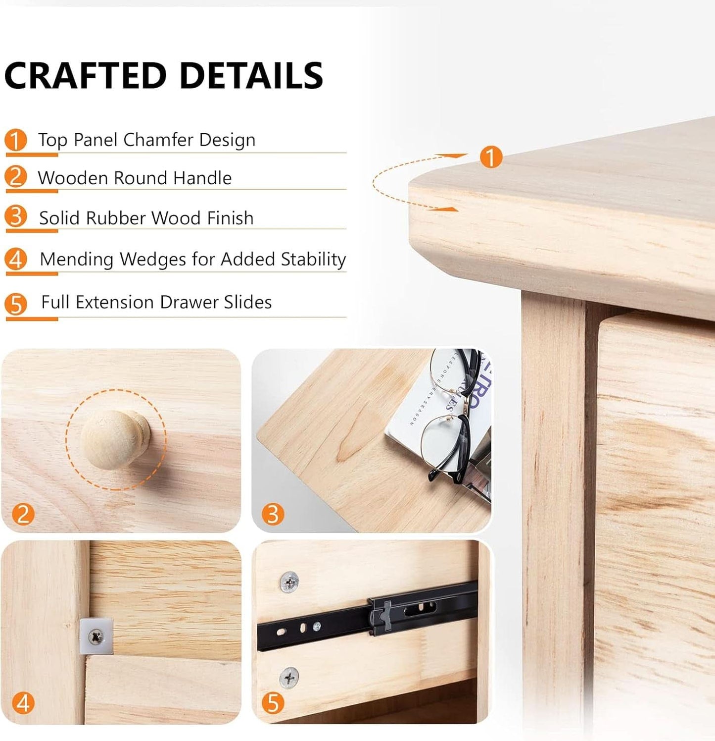 Unfinished Rubber Wood Six Drawer Dresser For DIY Finish