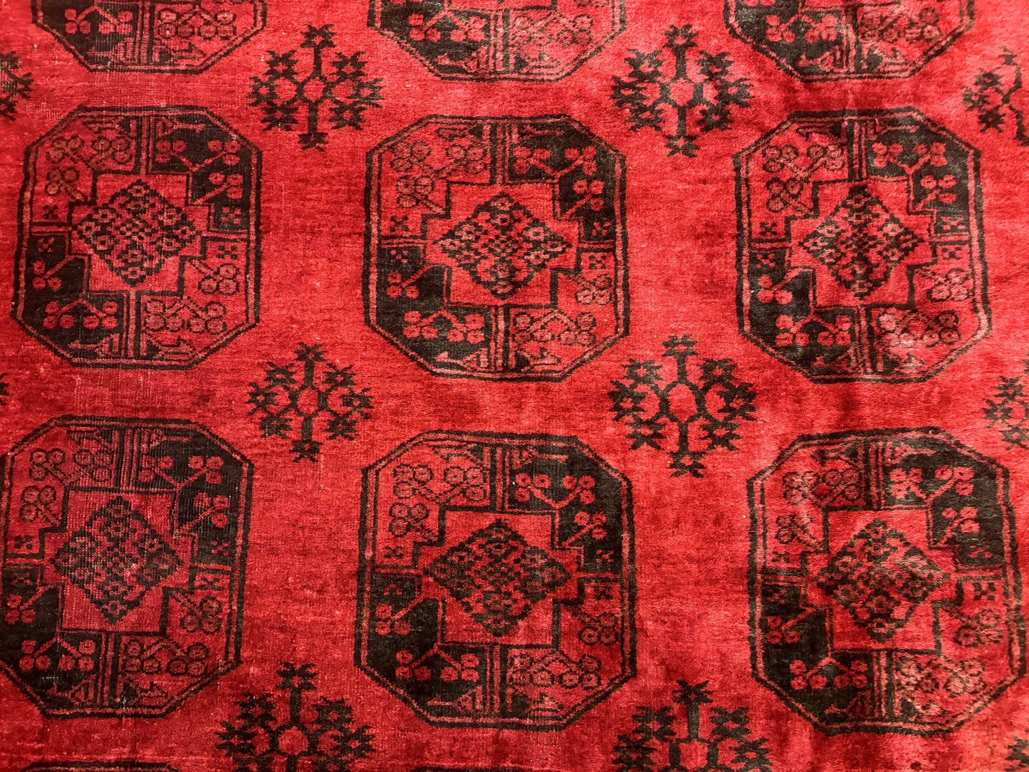 Afghan Turkoman Rug 9x10, Red Beshir Carpet, Tribal, Wool, Antique