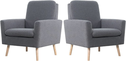 Gray Mid Century Modern Plush Upholstered Armchair