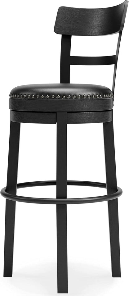 Valebeck 30.38 Black Upholstered Pub Height Swivel Barstool