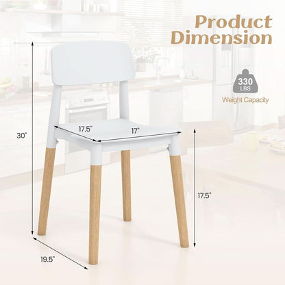 White Wooden Dining Chairs Set of 4 With Ergonomic Backrest