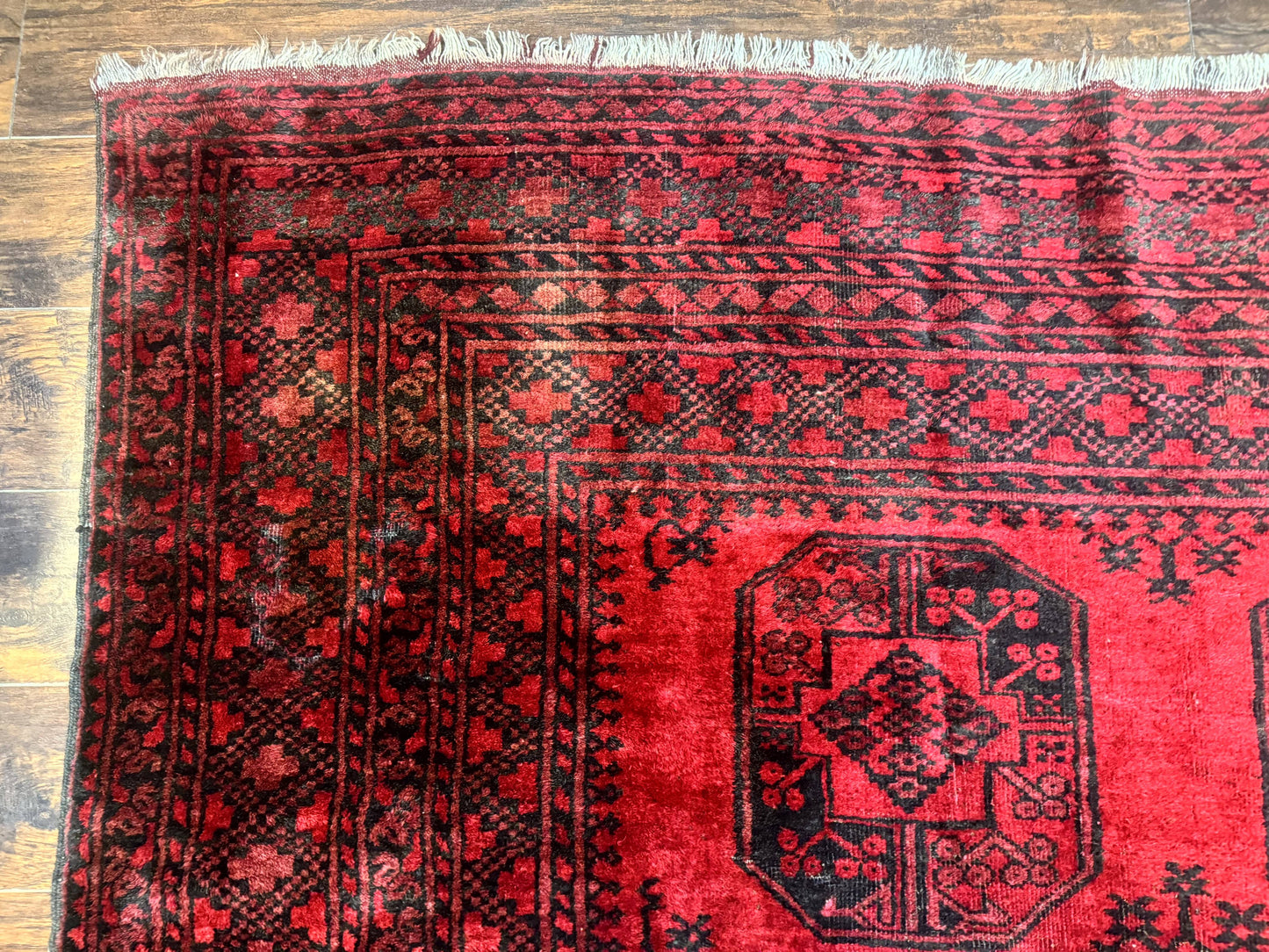 Afghan Turkoman Rug 9x10, Red Beshir Carpet, Tribal, Wool, Antique