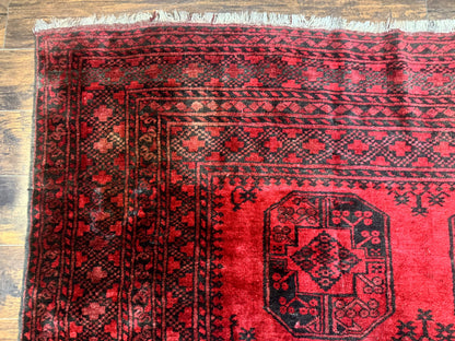 Afghan Turkoman Rug 9x10, Red Beshir Carpet, Tribal, Wool, Antique