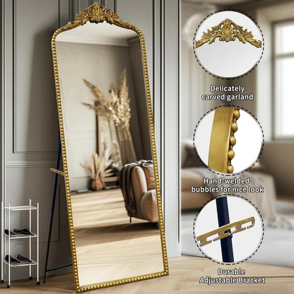 65 Inch Gold Baroque Full Length Floor Mirror Ornate Antique