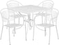 35.5 Square White Outdoor Patio Table Set With 4 Chairs
