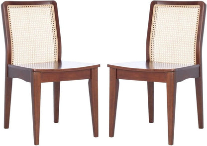 Benicio Dark Brown Natural Rattan Back Dining Chair Set of 2