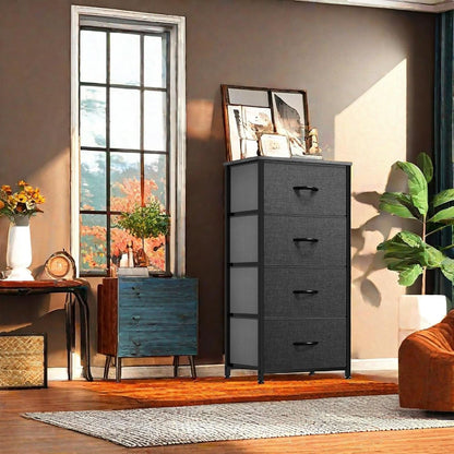 Storage Tower With Four Drawers Fabric Dresser Unit