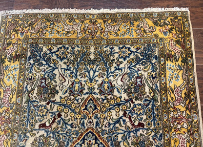Persian Qum Tree of Life Rug 3.5 x 5.5, Animal Pictorials, Kork Wool with Silk Highlights