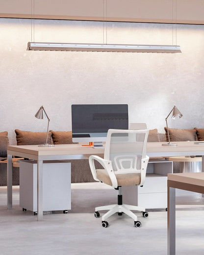 Ergonomic Beige Office Chair With Adjustable Lumbar Support