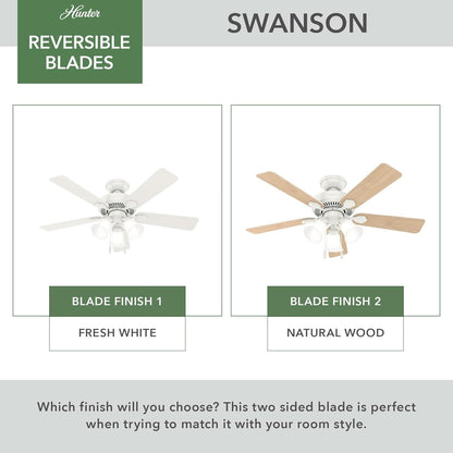 44 Inch Indoor Ceiling Fan With LED Lights Quiet Motor