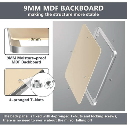 Brushed Silver Wall Mounted Bathroom Mirror 30x40 Inches
