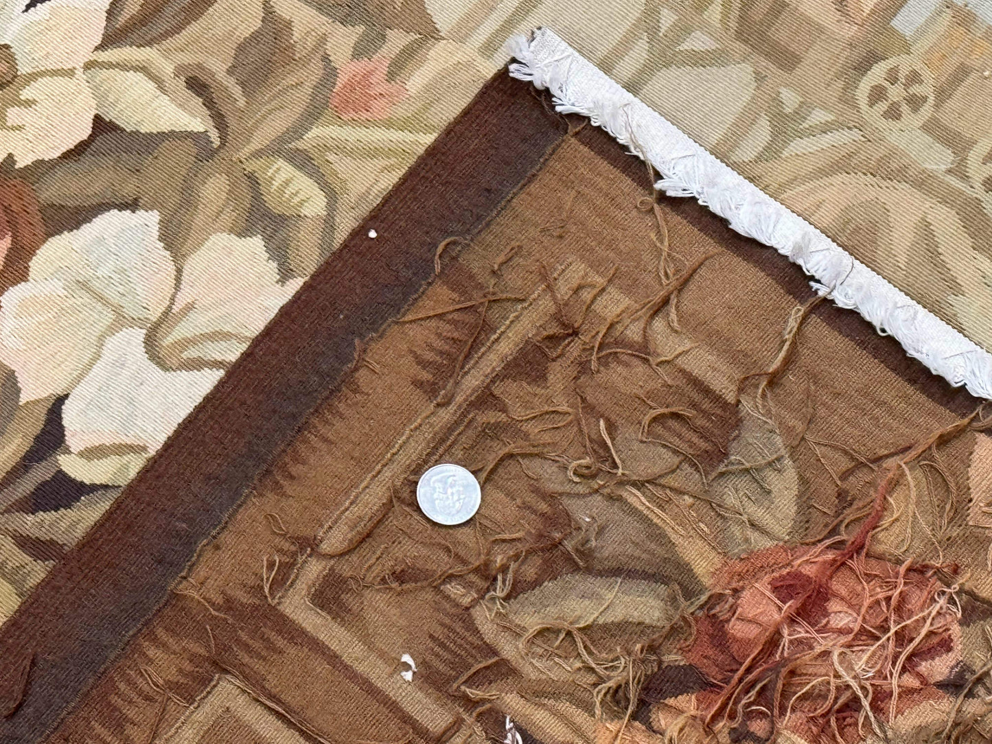 Vintage French Tapestry 5x7, Handmade, Wool, Aubusson Weave