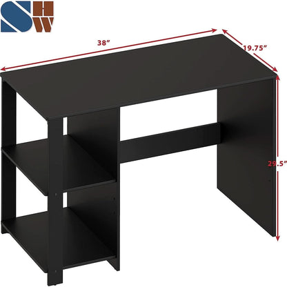 Espresso Finish Home Office Desk With Open Shelves