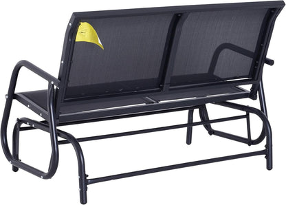 Two Person Outdoor Glider Bench with Steel Frame