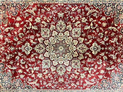 Couristan Rug 5.6 x 8, Floral Medallion, Dark Red Cream, Belgium Power Loomed Rug, Taj Mahal Rug, Vintage Oriental Wool Carpet