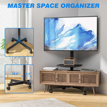 Mobile TV Stand Adjustable Height For 23 To 60 Inch TVs