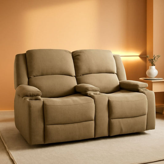 Powered Double RV Wall Hugger Recliner Sofa 67 Inch Oatmeal