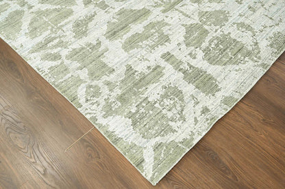 Multi Size Tone on Tone Gray Hand Knotted Turkish Oushak Wool/Bamboo Silk Transitional Oriental Area Rug