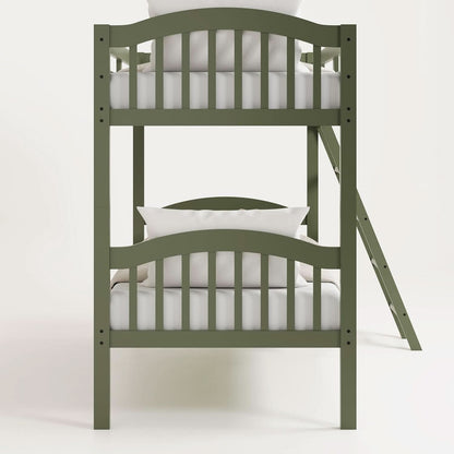 Olive Twin Over Twin Bunk Bed Converts To Two Beds