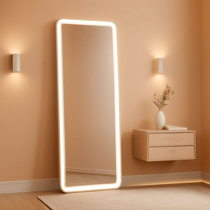 26x68 Inch Full Length Mirror With Lights LED Dimmable 3 Color Floor Standing Or Wall Hanging