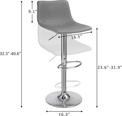 Modern Grey PU Leather Swivel Bar Stools Set