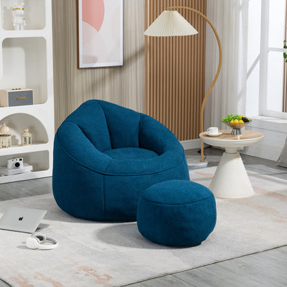 Bean Bag Sofa Chair with Footrest | High-Density Foam Fill & Super Fibre Fabric — Adult Lounger for Living Room & Bedroom