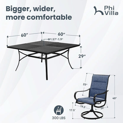 9 Piece Outdoor Dining Set Blue Patio Table With Chairs