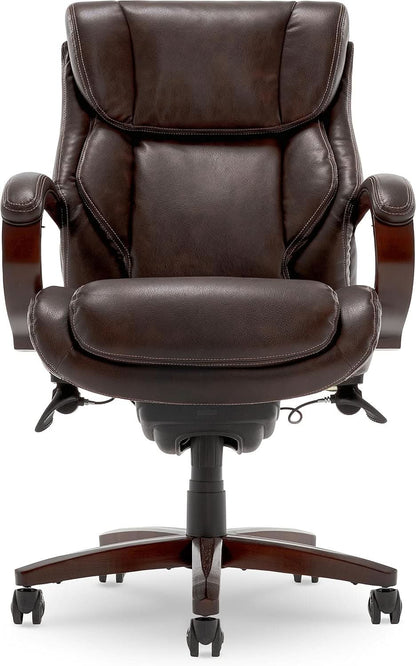 Bellamy Executive Office Chair With Memory Foam Cushions Brown Bonded Leather