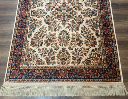 4x6 Karastan Rug Ivory Sarouk #760, Wool Vintage Original 700 Series